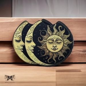 Boho Sun & Moon Car Coasters